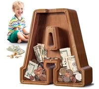 Summidate Salvadanaio con lettera in legno per bambini e bambine, Banca dei soldi personalizzata A-Z | Regalo di compleanno con banca di monete