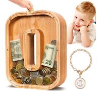 SummiDate Salvadanaio in legno con lettera dell'alfabeto O, per bambini e bambine, regalo di compleanno per bambini (iniziale O)