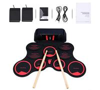 summina Batteria Elettronica Kit Batteria MIDI Digitale 9 Pad Durm in Silicone Altoparlanti Stereo Integrati Batteria al Litio Ricaricabile con 2 Pedali