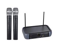 summina Microfono Palmare Wireless VHF A Doppio Canale Con Funzione Eco 2 Microfoni E 1 Ricevitore 210-280MHz Distanza di Lavoro 40 Metri Cavo Audio Da 6,35 Mm Per Karaoke Festa In Famiglia