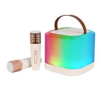 summina mini macchina per karaoke Mini Karaoke Set di microfono e altoparlante wireless con 2 microfoni Ricaricabili a LED con luce colorata Microfono portatile Altoparlante karaoke Regali per feste