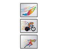 Summit Designs Ironman Triathlon Wall Art Decor - Set di 3 foto (20 x 25 cm) poster - nuoto, bicicletta, corsa, corsa uomo donna sport
