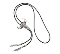 SUMMITDRAGON Cravatta da uomo in finta pelle con corda bolotie western vintage turchese pietra gioielli piumato collana in pelle rodeos bolo cravatta, G, Taglia unica