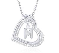 SUMMITDRAGON Elegante collana con ciondolo a forma di cuore con iniziali e brillanti zirconi per donne moderne e occasioni speciali, uso quotidiano, collana minimalista alla moda, C, come descritto