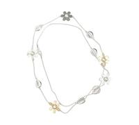 SUMMITDRAGON Elegante collana con fiore e fiore, catena regolabile, in lega, con struttura lunga, adatta per ogni occasione, gioiello da donna alla moda