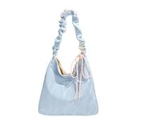 SUMMITDRAGON Fashion Forward - Borsa a tracolla da donna con tracolla regolabile increspata in pelle PU per lavoro e shopping, elegante borsa a tracolla, blu cielo, One Size