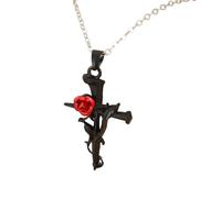 SUMMITDRAGON Fashion Forward - Collana con ciondolo a forma di crocifisso floreale, in lega, gioiello per abiti casual o occasioni speciali, da indossare tutti i giorni, collana religiosa, Misura