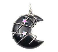 SUMMITDRAGON Mezzaluna E Stella Ciondolo Artistico Avvolto Luna E Stella Ciondolo Accessorio Pietra Naturale Gioielli Ornamento Accessori, Misura unica, come descritto, come descritto