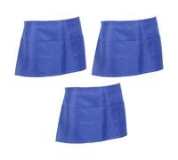 SUMMITDRAGON Mezzo grembiule da lavoro per l'industria dei servizi alimentari con 3 tasche, in poliestere, resistente alle macchie, abbigliamento da lavoro per il personale del ristorante, Blu, Taglia