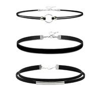 SUMMITDRAGON Set di 2 collane in tessuto nero regolabili leggere per occasioni casual o formali, gioielli leggeri per tutti i giorni, Misura unica, come descritto, come descritto