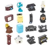 SummitEdge 16 pezzi in miniatura casa delle bambole gnomo accessori per Natale, telefono in miniatura, lavatrice, ventilatore, telefono, televisione casa delle bambole accessori casa delle bambole