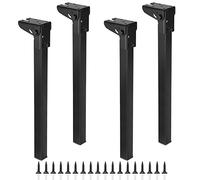 SUMNACON 4 gambe da tavolo pieghevoli da 35 cm, in ferro ad alte sollecitazioni, gambe da tavolo pieghevoli, gambe di ricambio per letto, armadio, colore nero