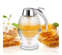 SUMNACON Dispenser per miele in vetro, contenitore per miele con supporto e manico, vaso per miele con dipper, dispenser per syrup, barattoli per miele facili da pulire, per tavolo da colazione