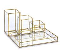 SUMNACON Goldene Portagioie 3 Set Coperchio in vetro Rettangolare