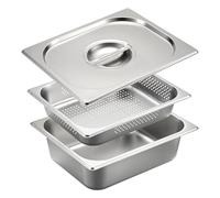 SUMNACON Pentola da tavolo a vapore in acciaio inossidabile con padella perforata e coperchio, vassoio da tavolo per cucina e ristorante, piatto per catering