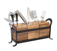 SUMNACON Portaposate in Legno e Metallo, 3 Pezzi, Supporto per Cucchiaio, Organizer per Ceramica, Piano di Lavoro, Cucina, Armadio da Cucina
