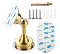 Sumnacon Robusto fermaporta magnetico - Fermaporta in acciaio inox con magnete per pavimento a parete, robusto supporto magnetico con nastro adesivo e viti, per casa e ufficio, oro