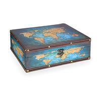 SUMNACON Scatola del tesoro di immagazzinaggio di cuoio dell'unità di elaborazione di legno, contenitore di monili della decorazione della scatola dei ricordi, 27x21.5x9.5CM rettangolare scatola di