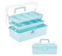 SUMNACON Scatola multiuso a 3 livelli, senza BPA, per cucito, trousse per medicinali, astuccio per penne, scatola di ordinamento regolabile, scatola per cosmetici, organizer portatile con coperchio