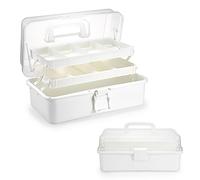 SUMNACON Scatola multiuso a 3 strati, senza BPA, organizzatore portatile con coperchio per attrezzi, penne, medicine e cosmetici, colore bianco