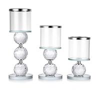 SUMNACON Set di 3 portacandele decorativi in cristallo - Portacandele votive per matrimonio, tavolo da pranzo, Natale, centrotavola