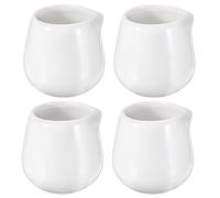 SUMNACON Set di 4 mini brocche in porcellana da 96,4 g, piccole brocche in ceramica bianca per latte, caffè, tè, brocca da portata per salsa, insalata, latte