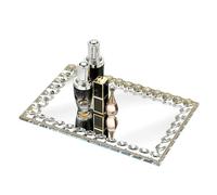 SUMNACON Vassoio decorativo con diamanti, vassoio da portata con specchio, design antiscivolo, per trucchi, gioielli, profumi, candele, dessert per compleanno, inaugurazione della casa, regalo di