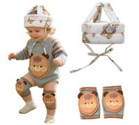 Sumneo Set di protezione per testa e ginocchiere per bambini, casco antiurto e imbottitura in cotone, antiscivolo, testato contro le sostanze nocive, protezione di sicurezza per bambini da 6 a 36 mesi