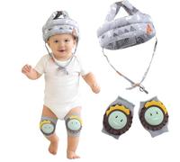 Sumneo Set di protezioni per la testa e le ginocchiere per bambini, casco e imbottitura in cotone, antiscivolo, privo di sostanze nocive, protezione di sicurezza per bambini dai 6 ai 36 mesi