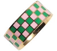 Sumpgle Anello astratto moderno bianco e nero a scacchiera modello in acciaio al titanio dichiarazione artista gioielli regalo per le donne, 8, Placcato oro 18 carati