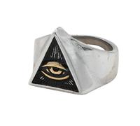 Sumpgle Anello da uomo in acciaio al titanio con occhio massonico, design a triangolo, stile gotico, accessorio unico da uomo da indossare tutti i giorni, 11