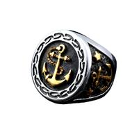Sumpgle Anello di ancoraggio della nave della personalità creativa dell'acciaio inossidabile Gioielli dell'anello in acciaio al titanio dell'annata dell'epoca europea