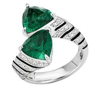 Sumpgle Anello regolabile Art Deco verde smeraldo con dettagli testurizzati verde scuro gemma gioielli dichiarazione gioielli per le donne regalo, Bracelet