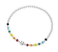 Sumpgle Braccialetto arcobaleno con perline colorate a forma di cuore per donne con ciondolo a forma di nuvola e orso fresco, accessorio unico a strati, design delicato