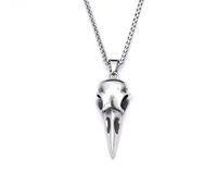 Sumpgle Ciondolo teschio corvo in acciaio inossidabile gioielli gotici da uomo accessorio collana a catena in acciaio titanio