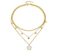 Sumpgle Collana a tre strati in acciaio al titanio per le donne minimalista Boho-Chic gioielli design a strati accessori per tutti i giorni