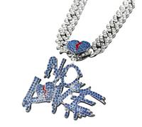 Sumpgle Collana con ciondolo a forma di cuore spezzato, scritta "No Love", con cristalli incastonati, stile punk, design drammatico, idea regalo
