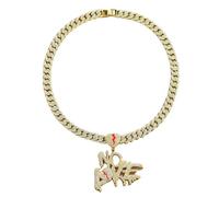 Sumpgle Collana con ciondolo a forma di cuore spezzato, scritta "No Love", con cristalli incastonati, stile punk, design drammatico, idea regalo