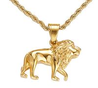 Sumpgle Collana con ciondolo a forma di leone, in stile urbano, unisex, idea regalo, Zircon studded male lion