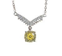 Sumpgle Collana ottagonale con zircone giallo taglio rosa con ciondolo a forma di ala d'angelo, gioielli da donna con cristallo ad alta trasparenza