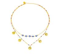 Sumpgle INS Bohemia Fashion Blue Eye Elephant Tree of Life doppio strato collana in acciaio al titanio accessorio unico alla moda
