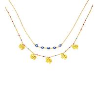 Sumpgle INS Bohemia Fashion Blue Eye Elephant Tree of Life doppio strato collana in acciaio al titanio accessorio unico alla moda
