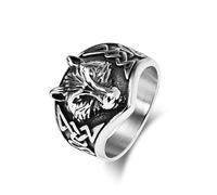 Sumpgle Norse Celtic Wolf titanio acciaio anello da uomo in acciaio inox testa di lupo