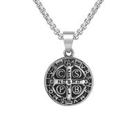 Sumpgle San Benedetto Medaglia Pendente Esorcismo Titanio Acciaio Due Lati In Acciaio Inox Collana Gioielli Religiosi per Gli Uomini