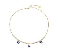 Sumpgle Set composto da collana e bracciale con frange a stella in smalto blu con zirconi quadrati per donne, gioielli minimalisti unici accessori Boho-Chic