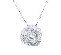 Sumpgle Set di gioielli con motivo floreale e camelia rosa in filigrana con micro pavé di quattro pezzi, anello e bracciale regolabile per le donne