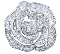 Sumpgle Set di gioielli con motivo floreale e camelia rosa in filigrana con micro pavé di quattro pezzi, anello e bracciale regolabile per le donne