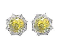 Sumpgle Set di gioielli con pietre preziose rosa con ciondolo a taglio floreale ottagonale morbido giallo borchie anello fiore per le donne regalo pronto ensemble, Ring
