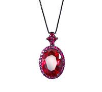 Sumpgle Set di gioielli gotici imitazione rubino con collana con ciondolo anello in oro nero tono scuro accessori per le donne eleganti, Jewellery Trio