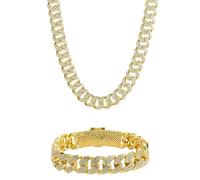 Sumpgle Set di gioielli hip hop per uomini e donne catena cubana ghiacciata accessori alla moda regalo, Set of 2